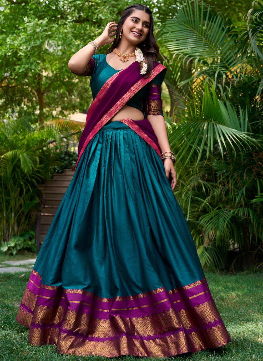 A - Line Lehenga Weaving Zari Polly Cotton  - L7605A