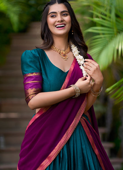 A - Line Lehenga Weaving Zari Polly Cotton  - L7605A