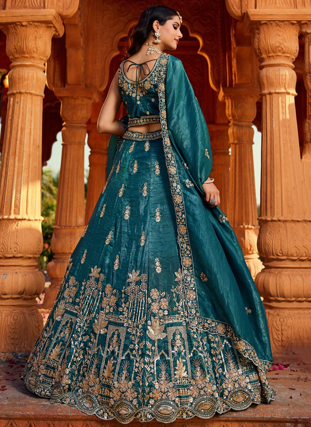 Tissue Engagement, Mehandi & Sangeet, Reception, Wedding A - Line Lehenga L3531