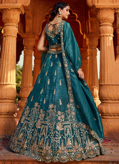Tissue Engagement, Mehandi & Sangeet, Reception, Wedding A - Line Lehenga L3531