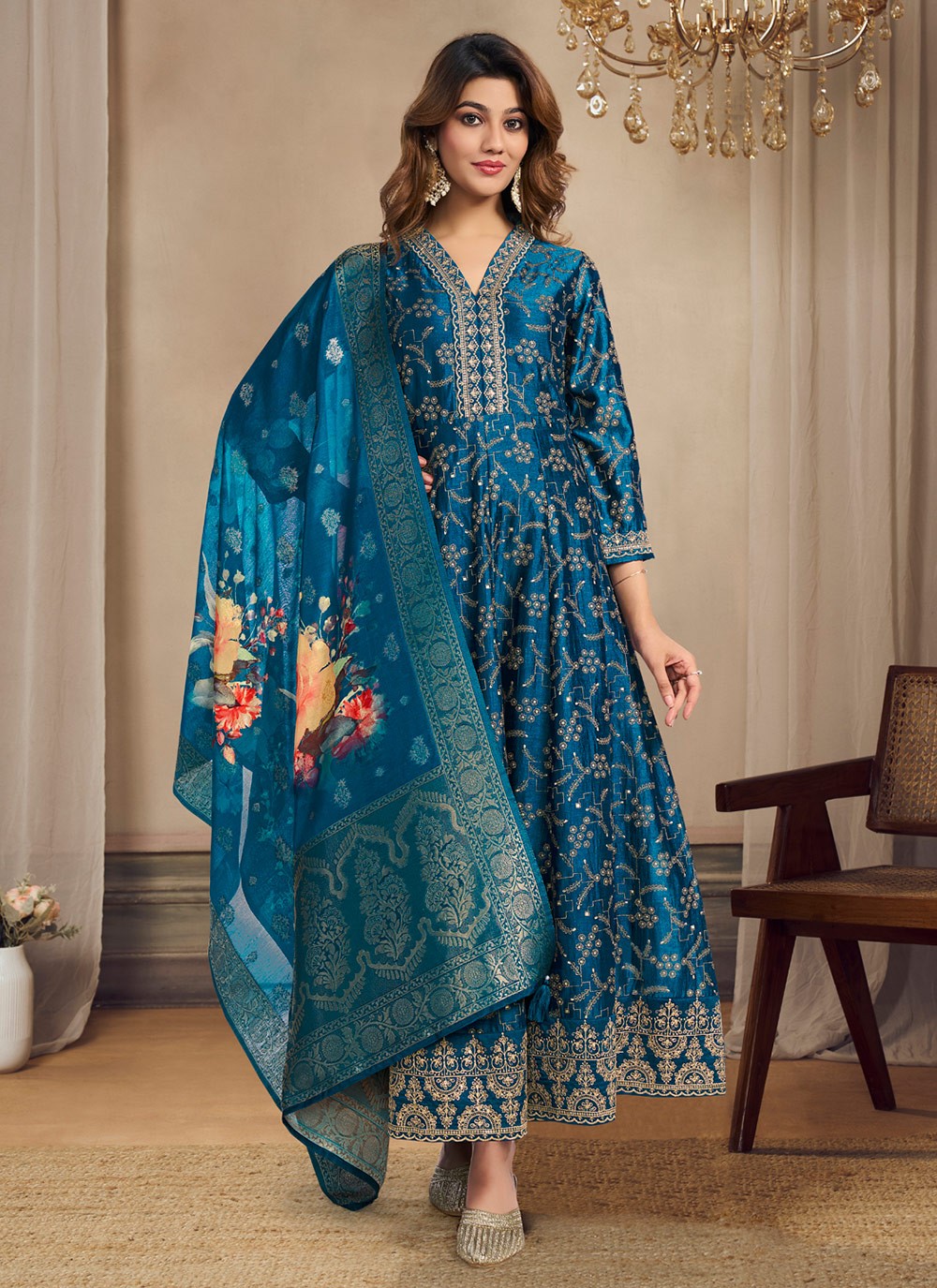 Embroidered Silk Anarkali - T4660