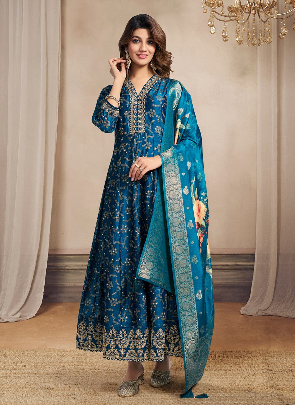 Embroidered Silk Anarkali - T4660