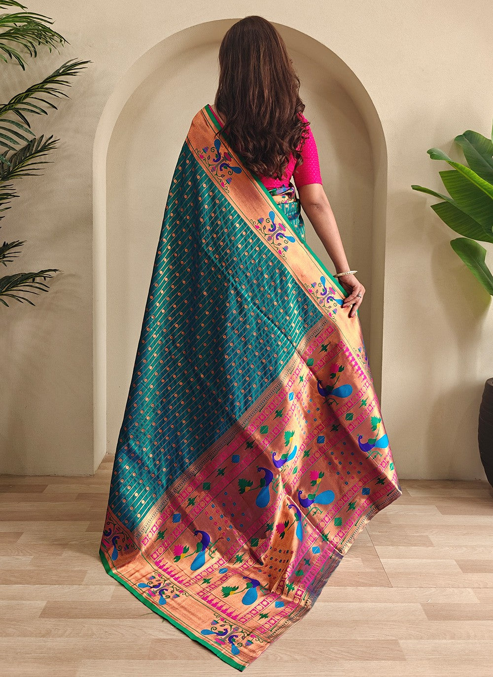 Teal Silk Trendy Saree Woven S16433
