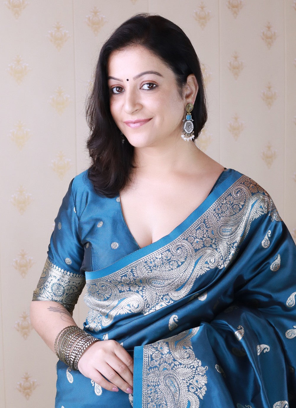 Teal Banarasi Silk Trendy Saree Woven S19463
