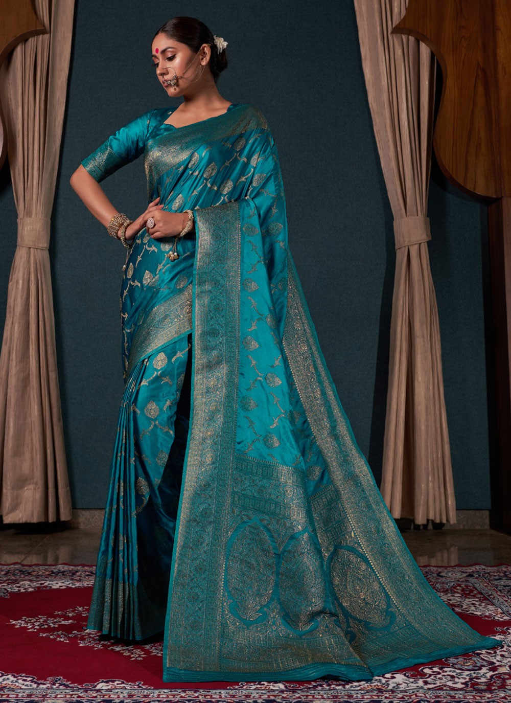 Classic Woven Satin Silk Saree - S3876
