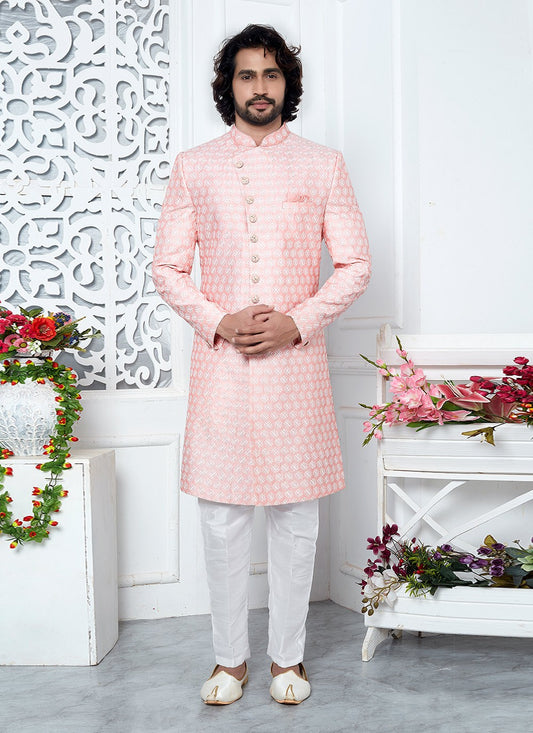 Thread Art Silk Pink Indo Western - M6632