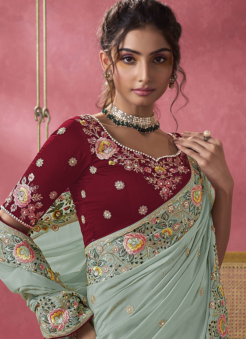Cord Georgette Blue Saree S13969