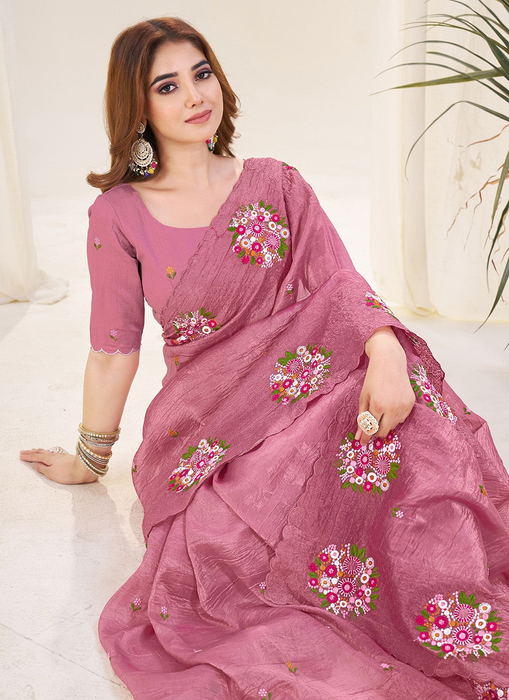 Purple Crush Classic Saree Cut Work, Embroidered, Thread S19138
