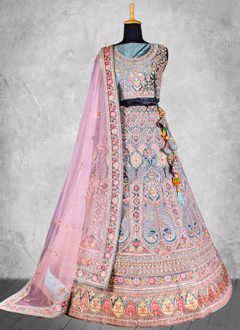 Velvet Engagement, Mehandi & Sangeet, Reception, Wedding A - Line Lehenga L3580