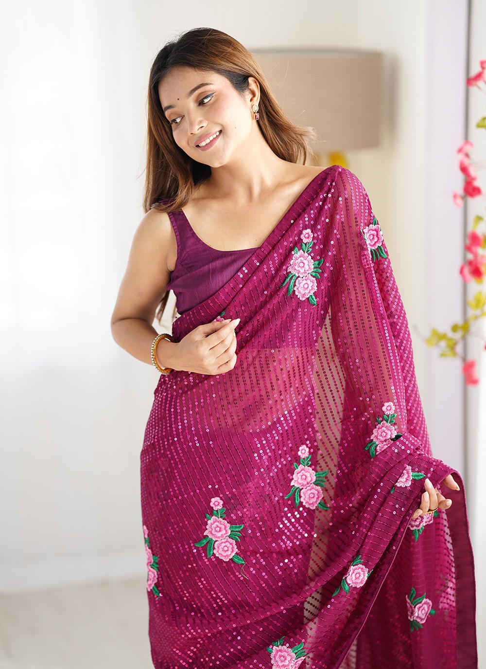 Classic Embroidered Georgette Saree - S8567