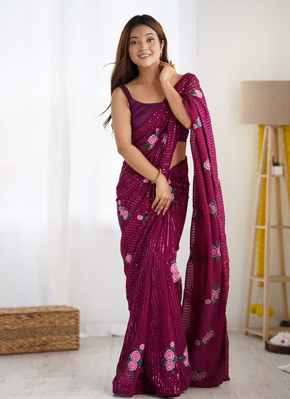 Classic Embroidered Georgette Saree - S8567