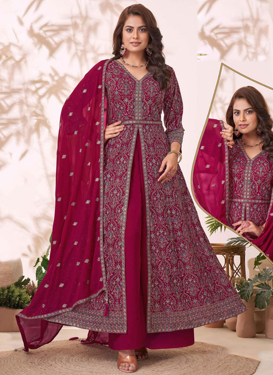 Anarkali Embroidered, Thread Hot Pink T7773