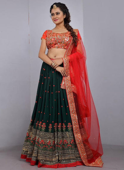 Embroidered Georgette A - Line Lehenga - L2529