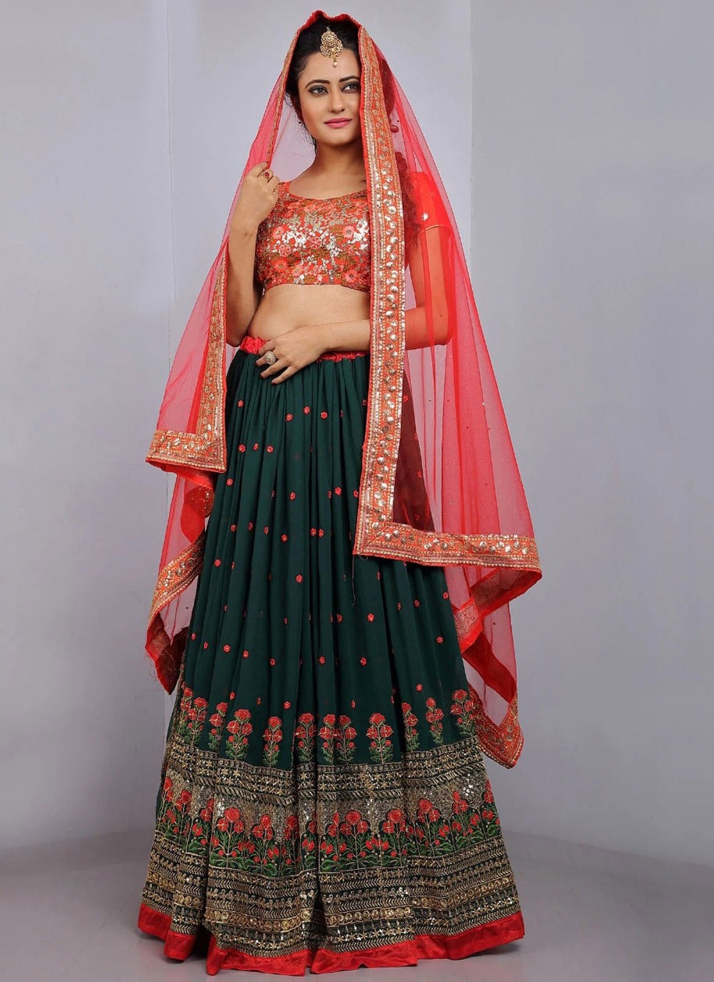 Embroidered Georgette A - Line Lehenga - L2529