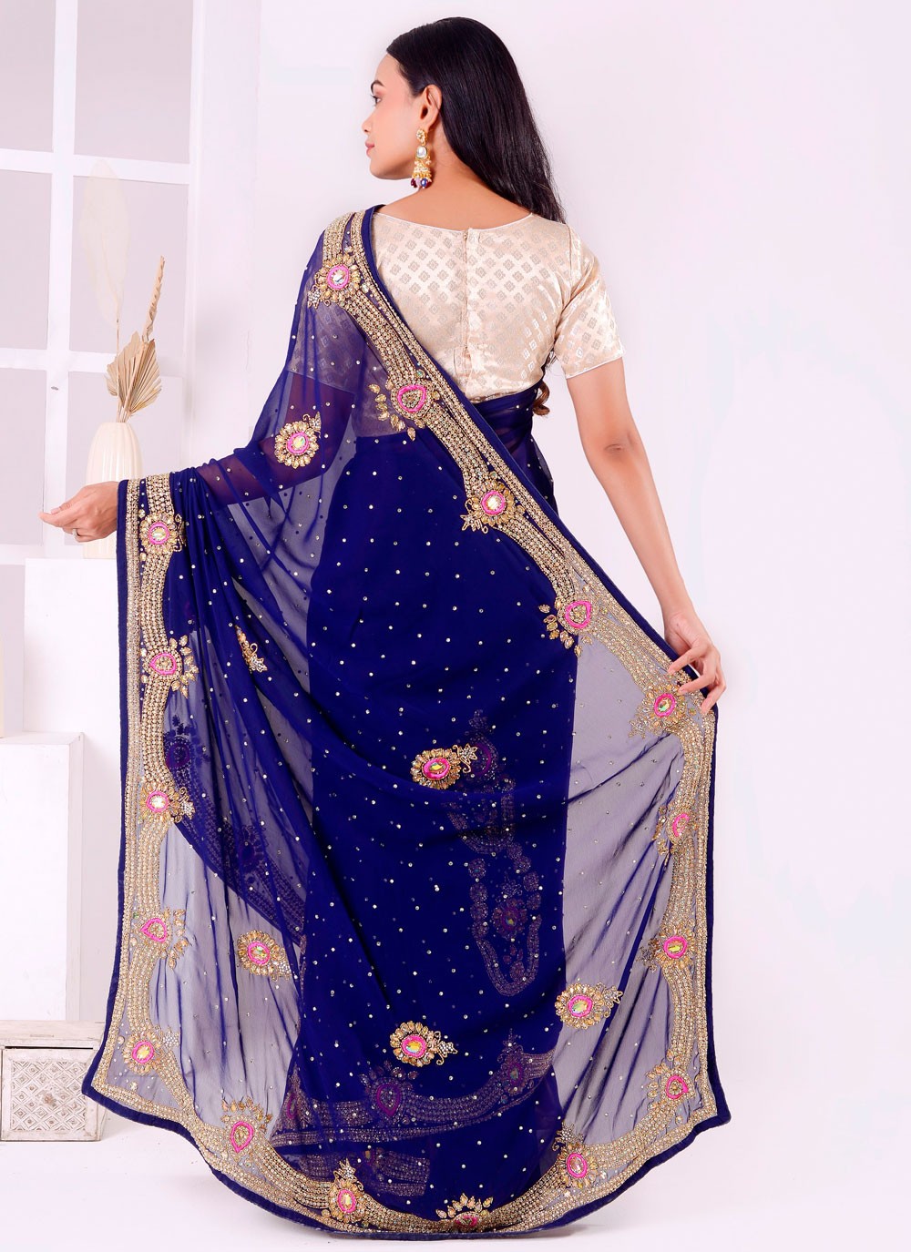 Classic Embroidered Georgette Saree - S7711
