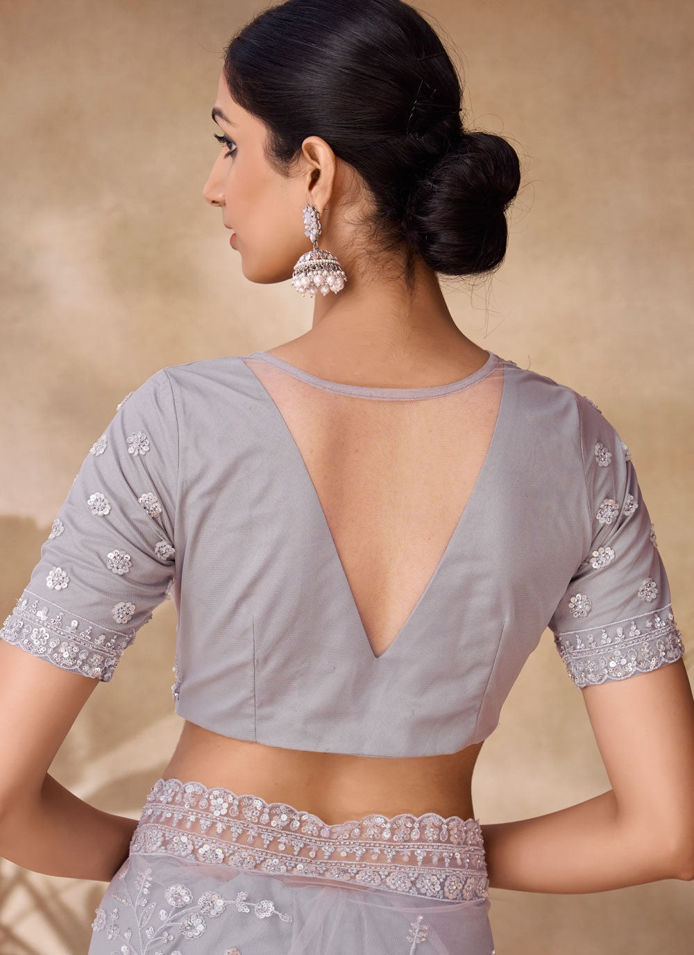 Classic Sequins Net Saree - S6568