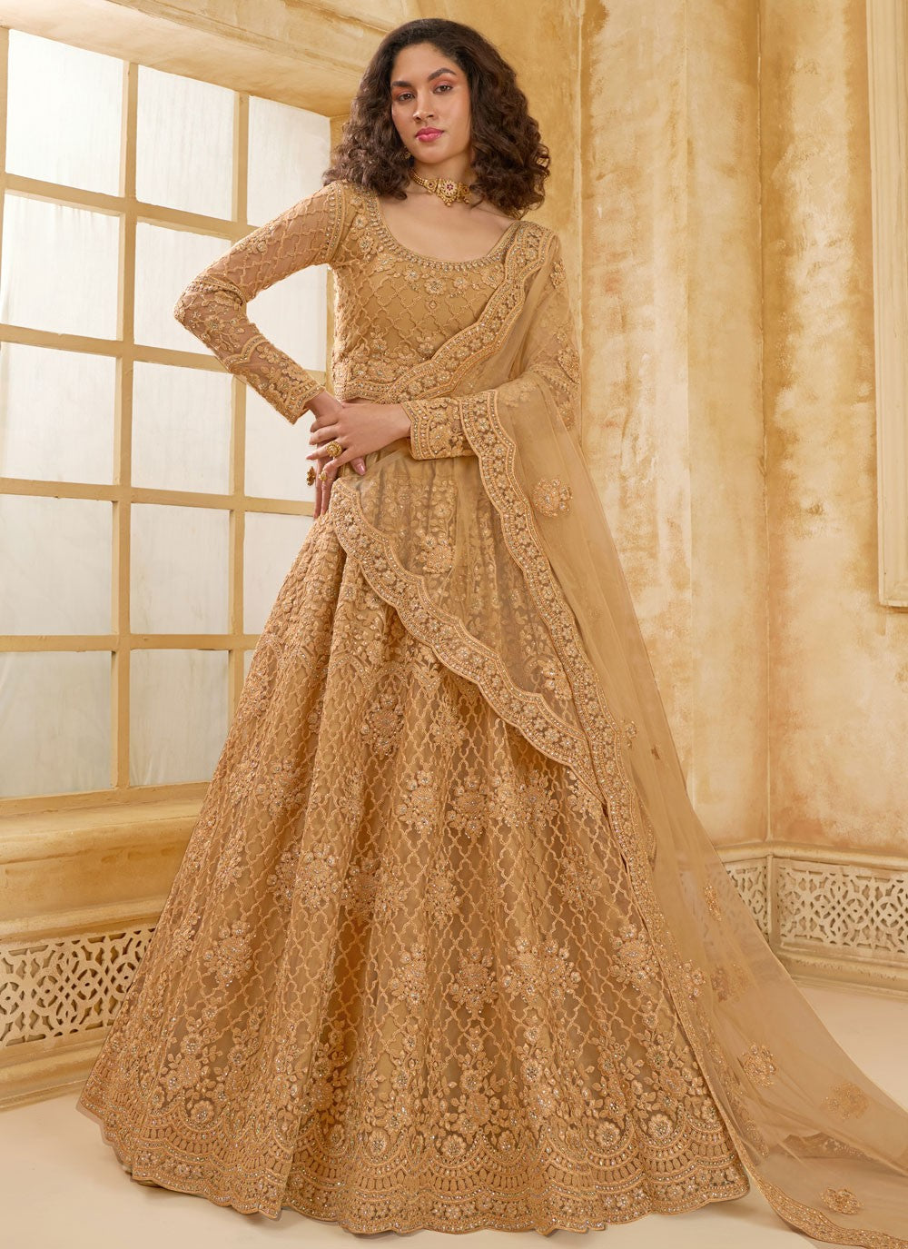 Cord Net A - Line Lehenga - L2858
