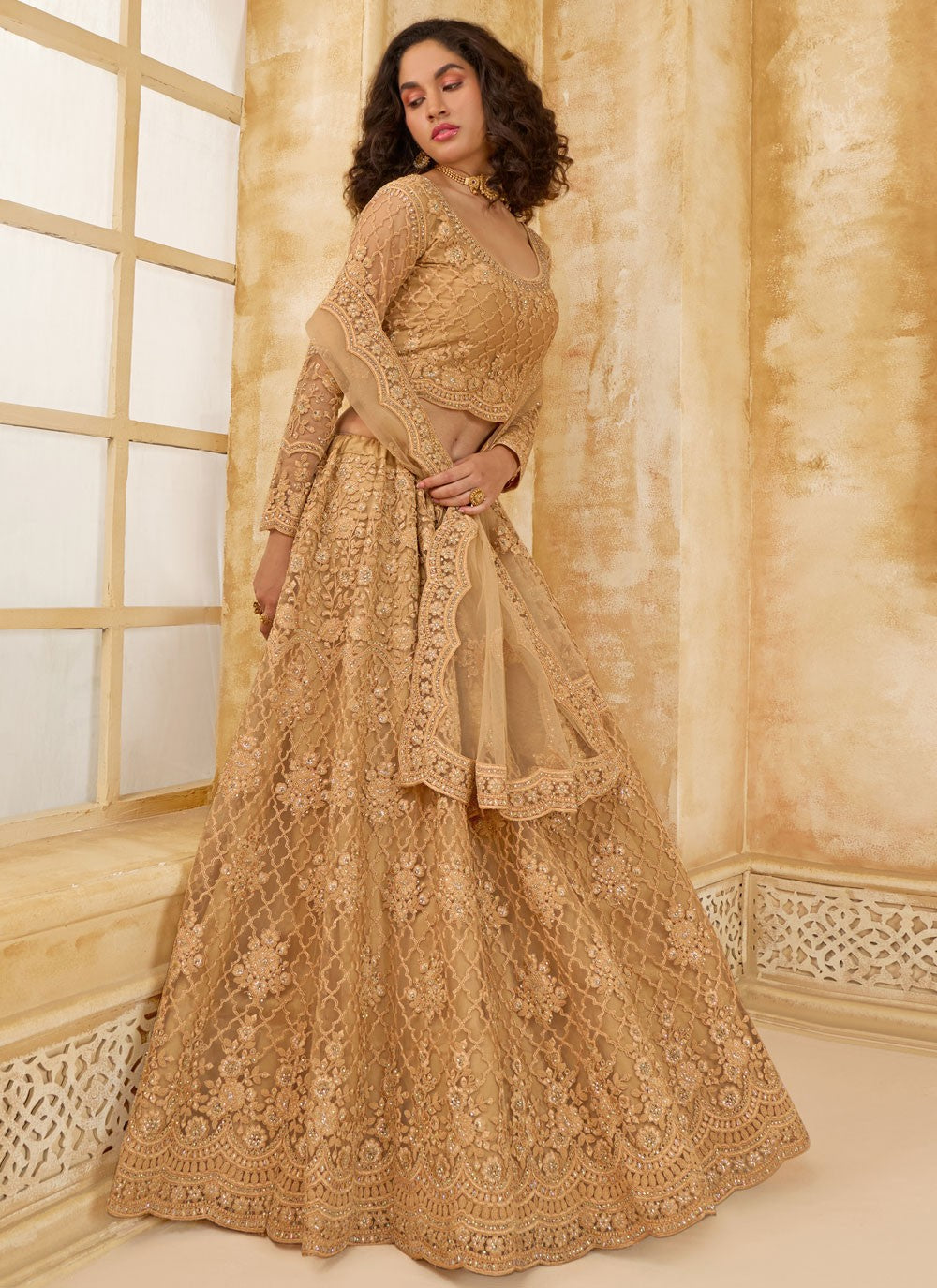Cord Net A - Line Lehenga - L2858