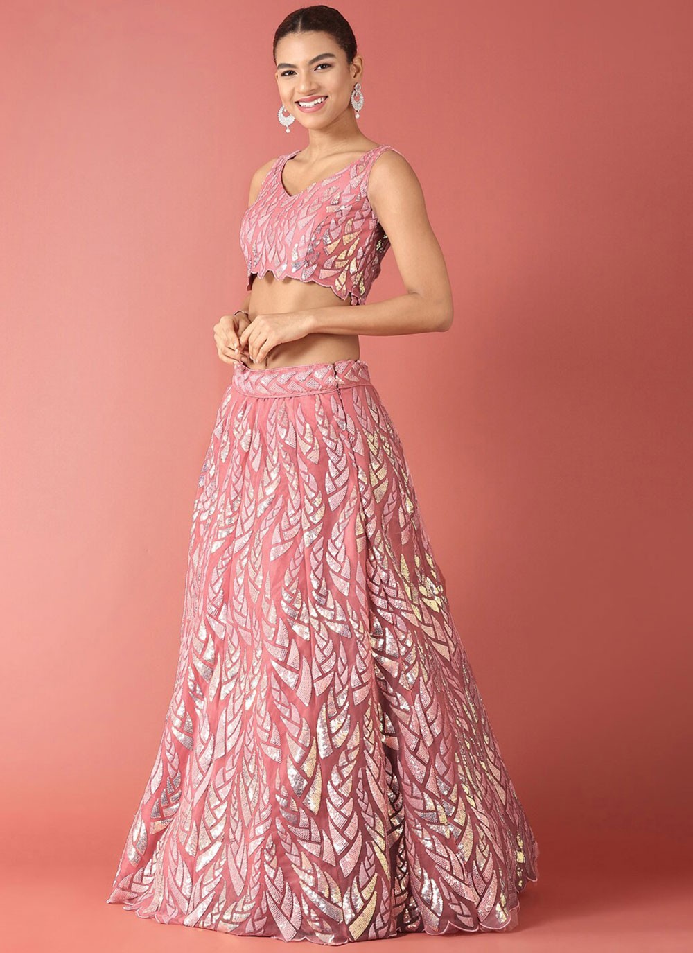 Embroidered Net A - Line Lehenga - L2351