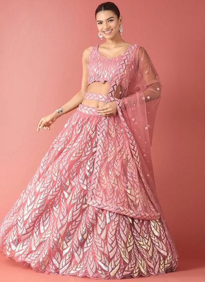 Embroidered Net A - Line Lehenga - L2351