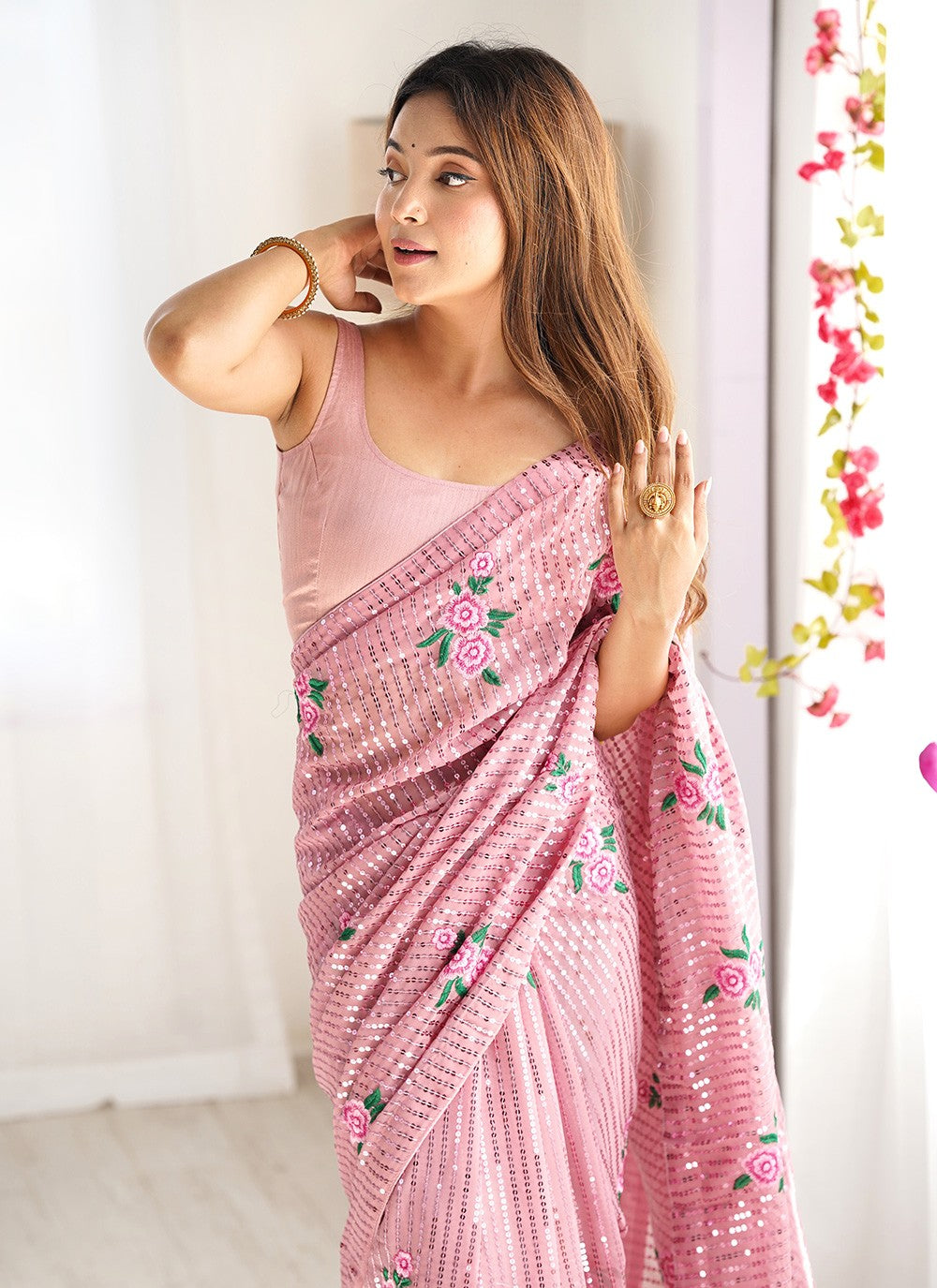 Classic Embroidered Georgette Saree - S8567