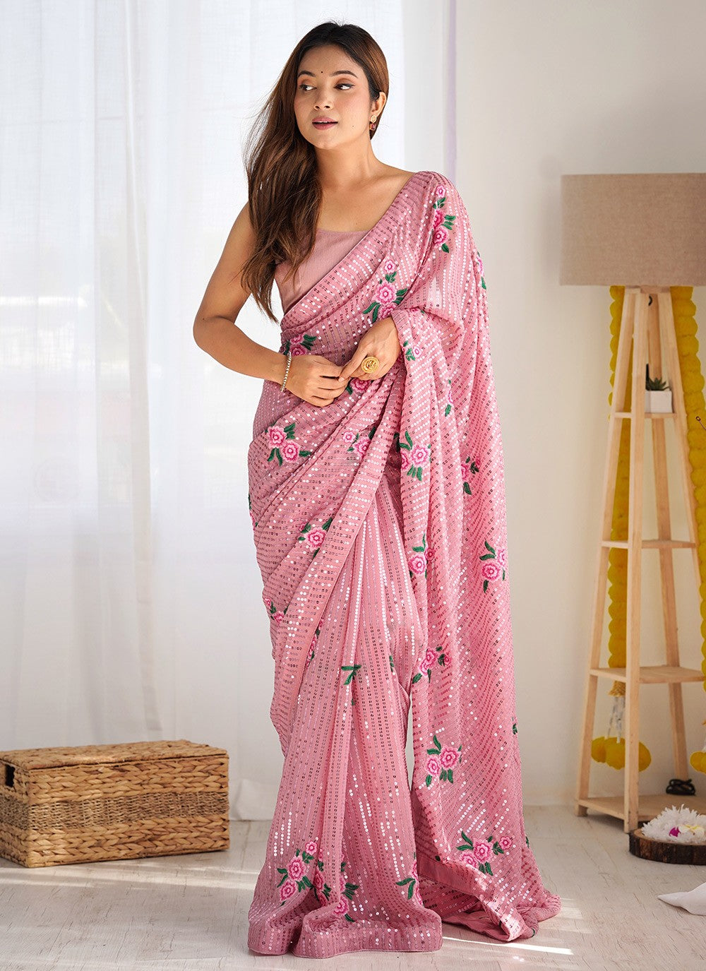 Classic Embroidered Georgette Saree - S8567