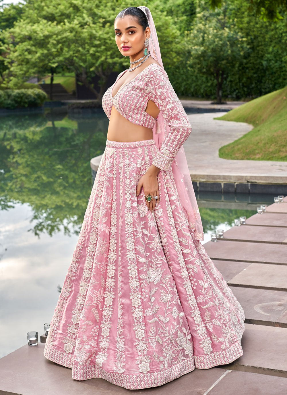 Embroidered Tissue A - Line Lehenga - L2421