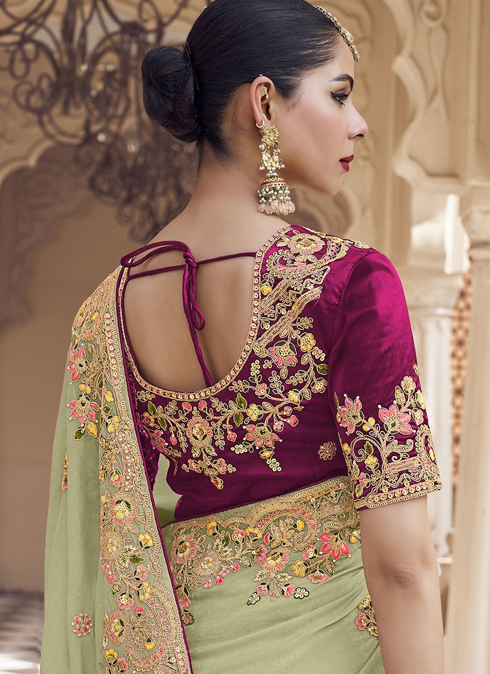 Cord Crush Green Saree S13898