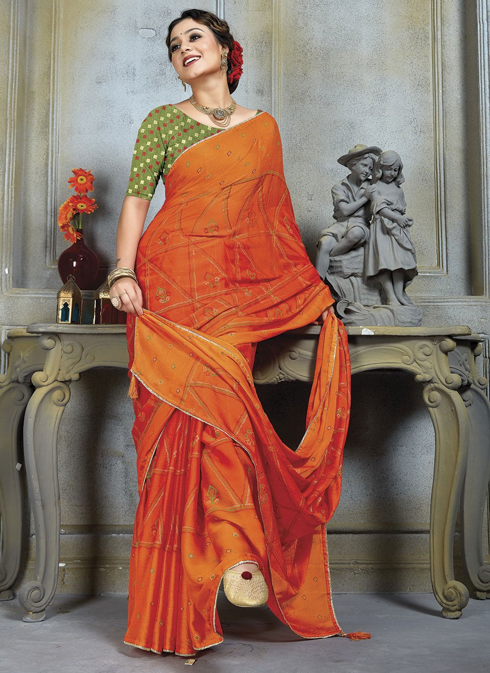 Classic Embroidered Chiffon Saree - S4510