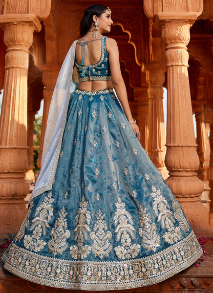 Tissue Engagement, Mehandi & Sangeet, Reception, Wedding A - Line Lehenga L3526