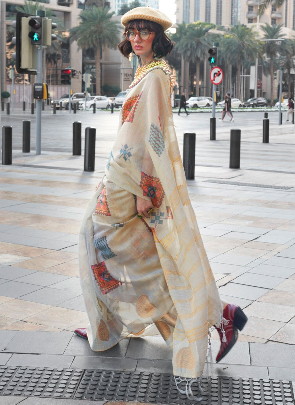 Trendy Printed Tissue Saree - S5728