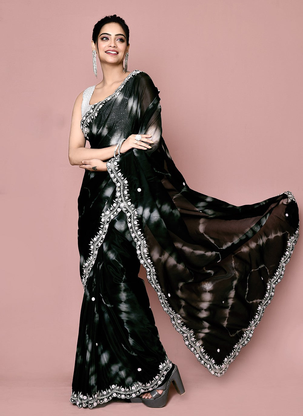 Classic Hand Embroidery Jimmy Chu Saree - S9359