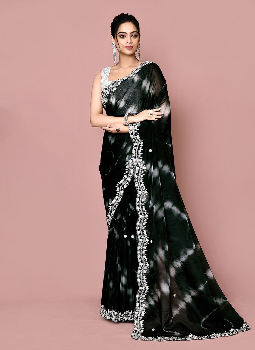 Classic Hand Embroidery Jimmy Chu Saree - S9359