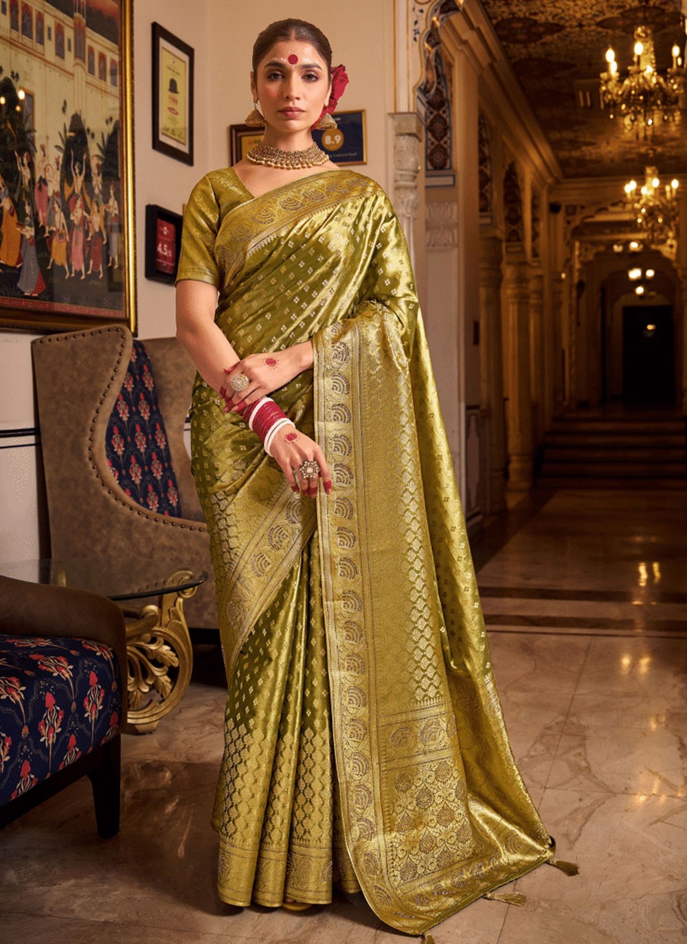 Classic Swarovski Silk, Tissue Saree - S6755