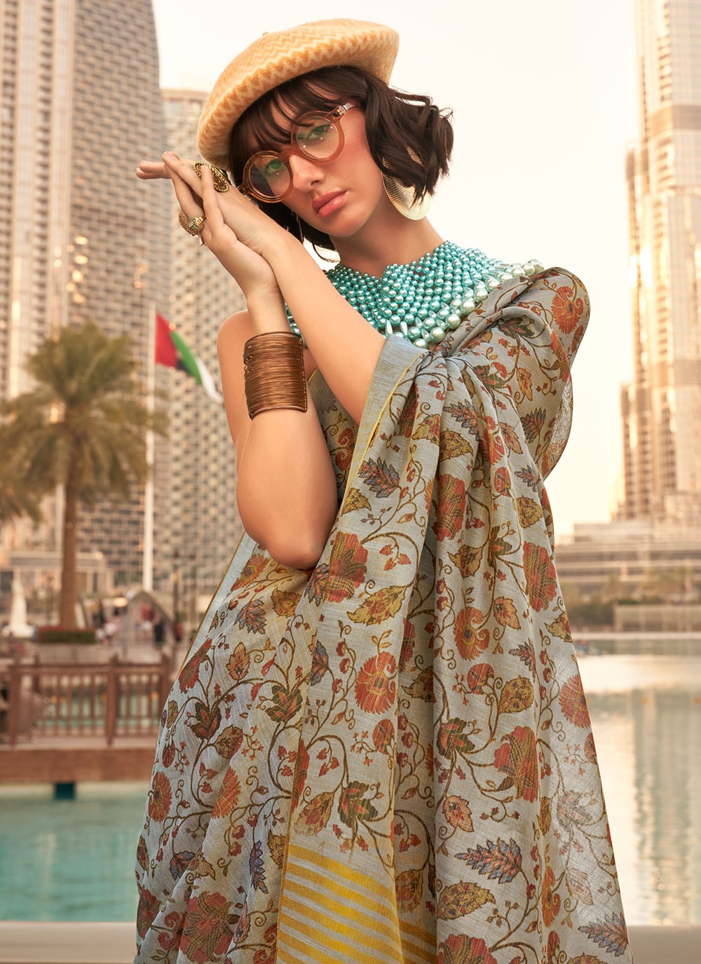 Classic Printed Tissue Saree - S7035