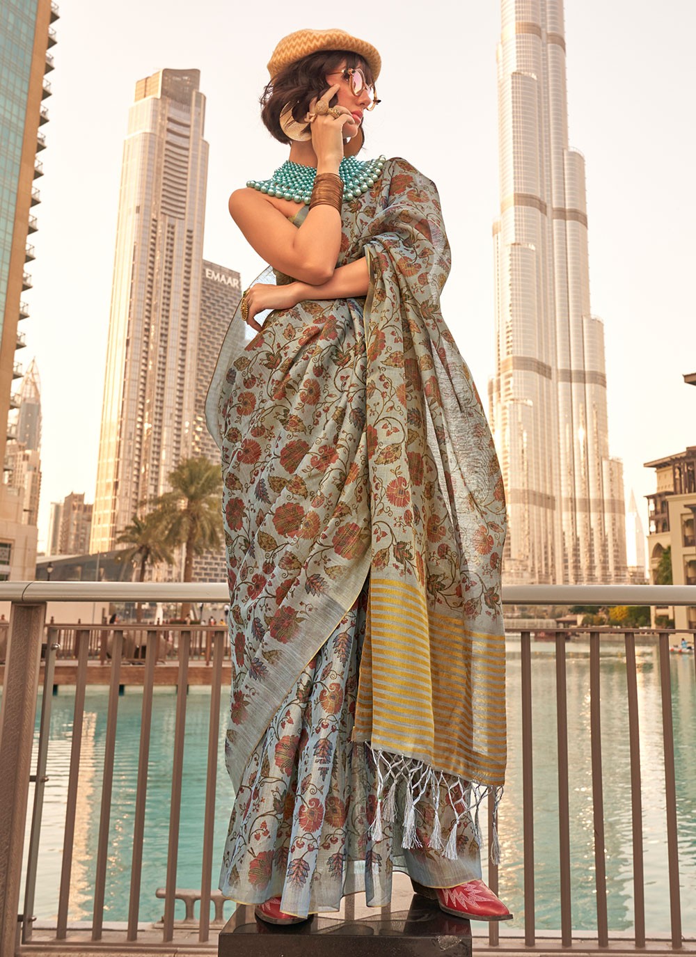 Classic Printed Tissue Saree - S7035