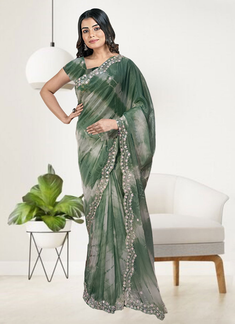 Classic Embroidered Tissue Saree - S6575