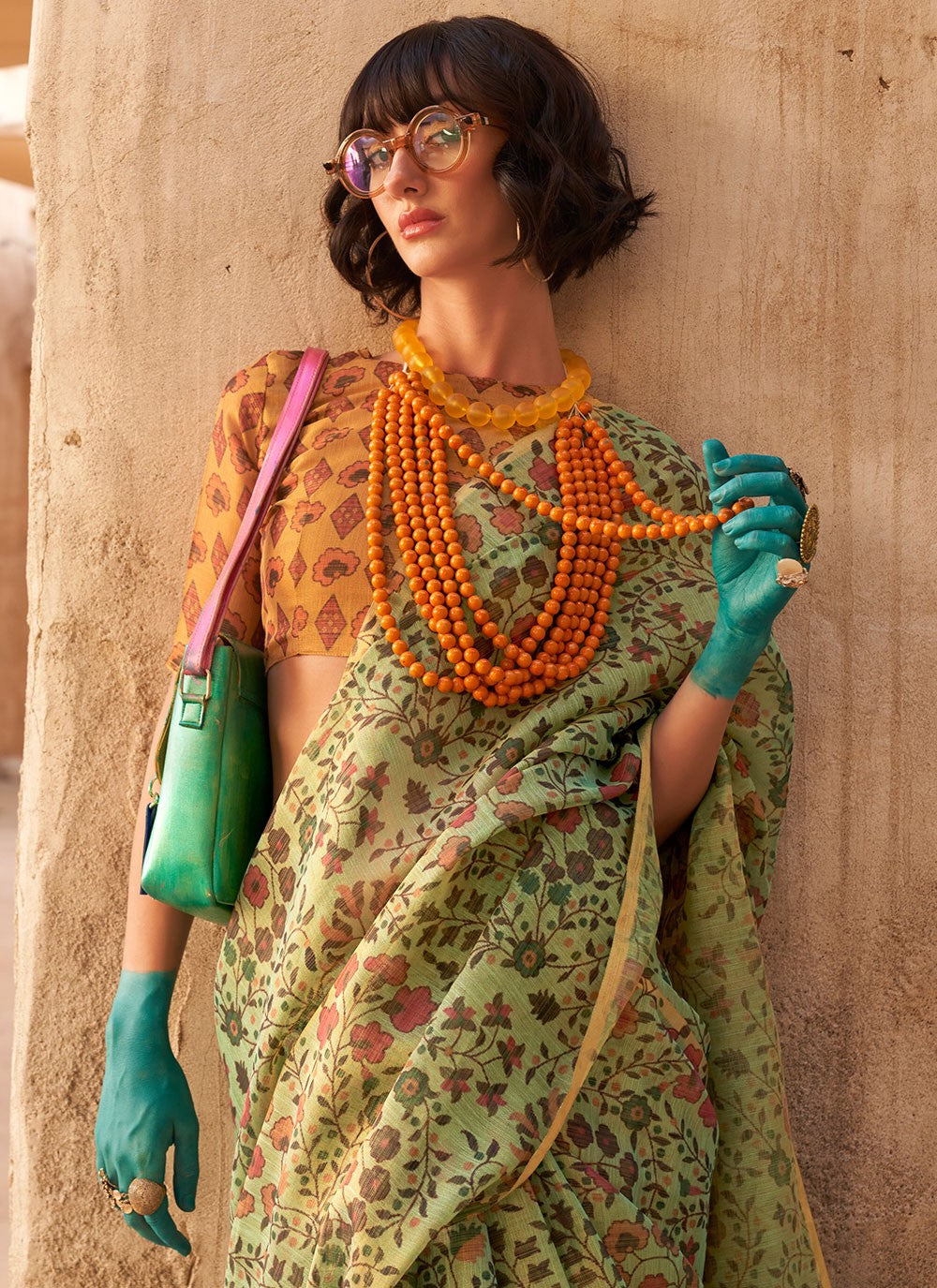 Classic Printed Tissue Saree - S6082