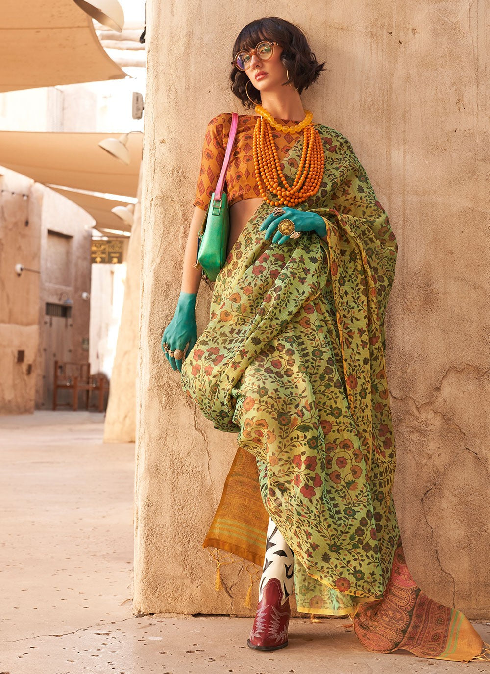 Classic Printed Tissue Saree - S6082