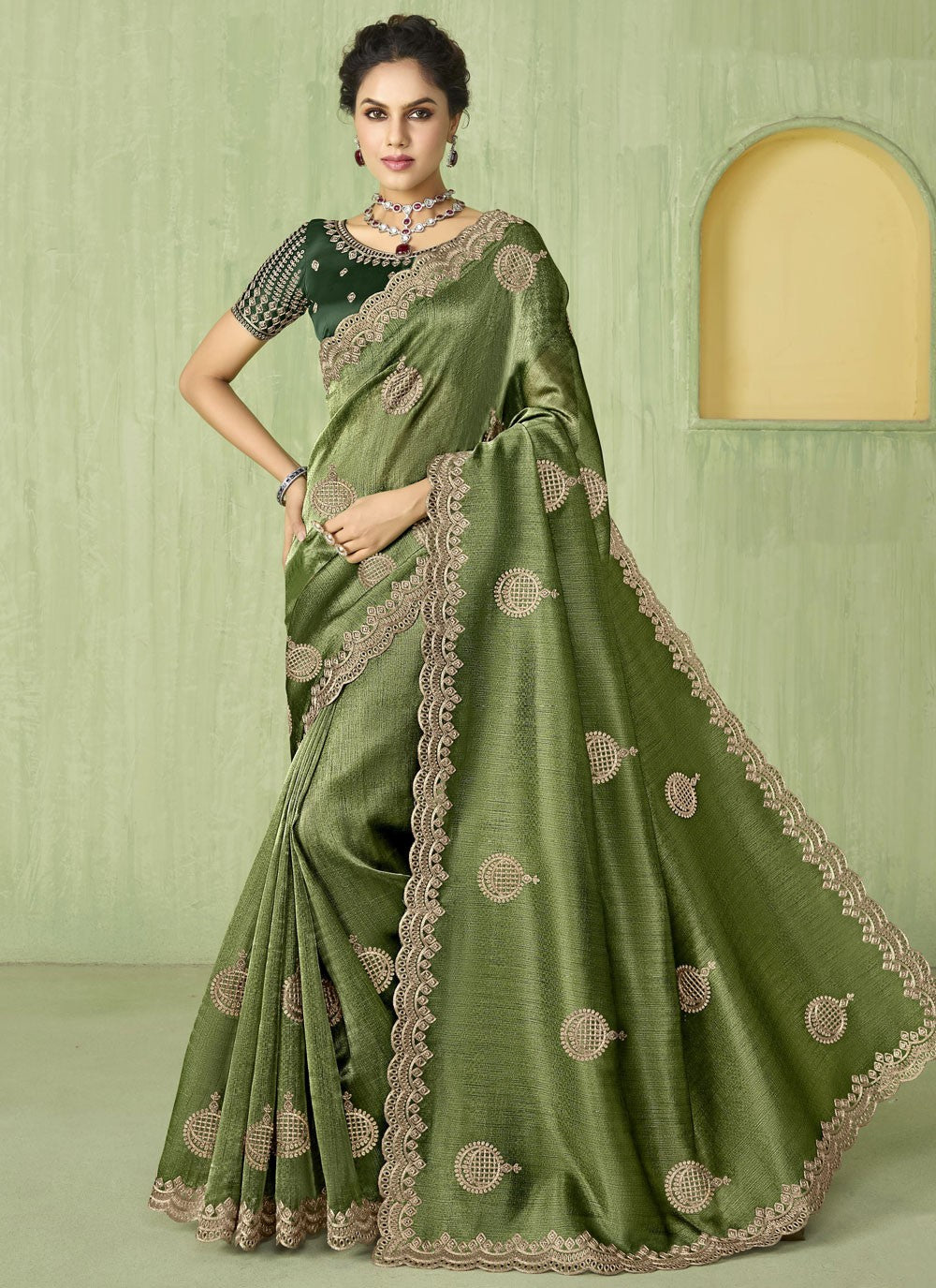 Classic Embroidered Tissue Saree - S9238