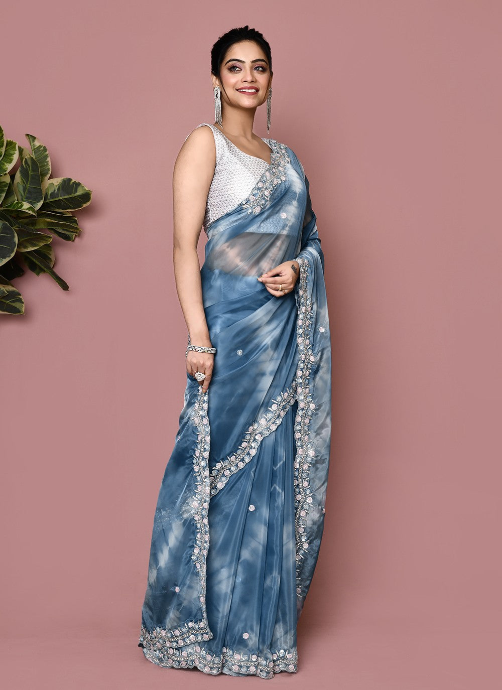 Classic Hand Embroidery Jimmy Chu Saree - S9359