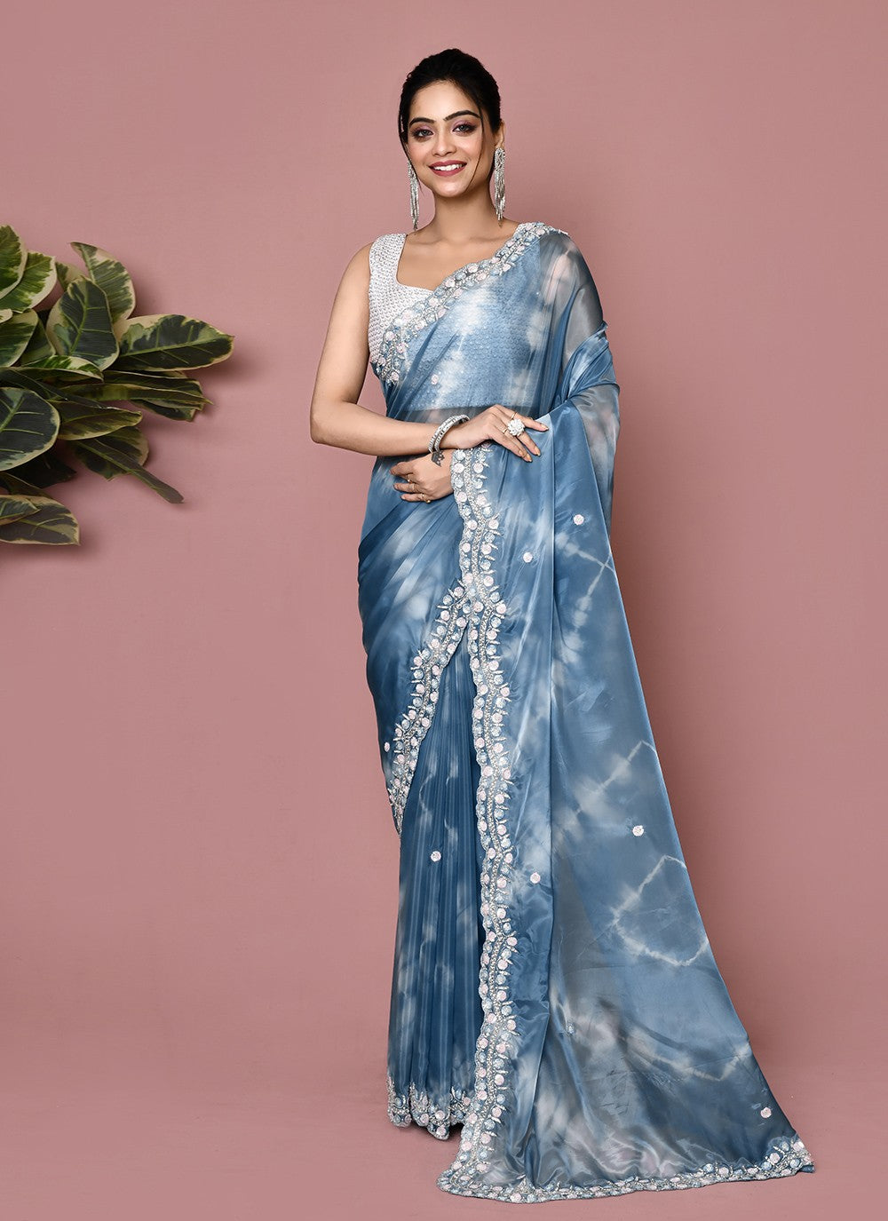 Classic Hand Embroidery Jimmy Chu Saree - S9359