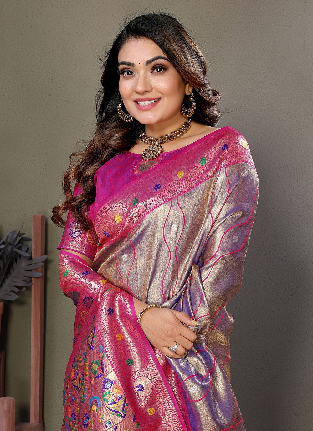 Woven Banarasi Silk Lavender Saree S14789