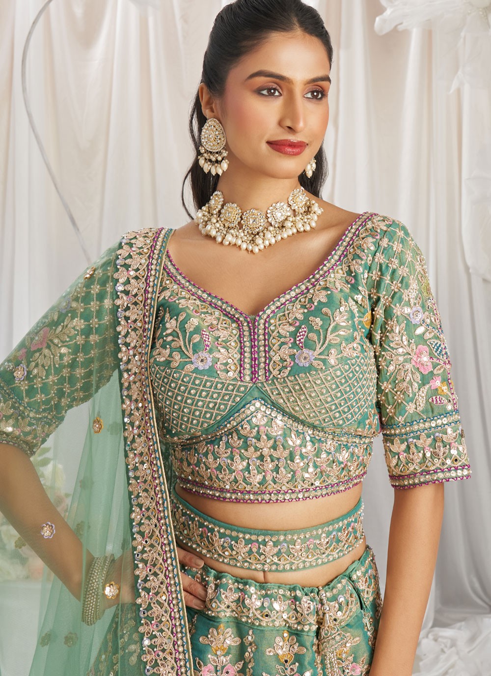 Embroidered Tissue A - Line Lehenga - L2421