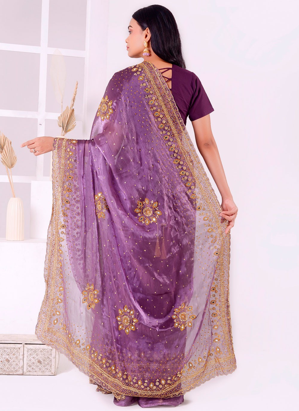 Classic Embroidered Georgette Saree - S7727