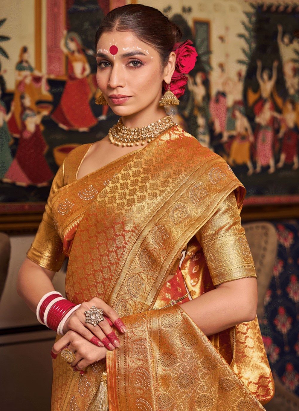 Classic Swarovski Silk, Tissue Saree - S6755