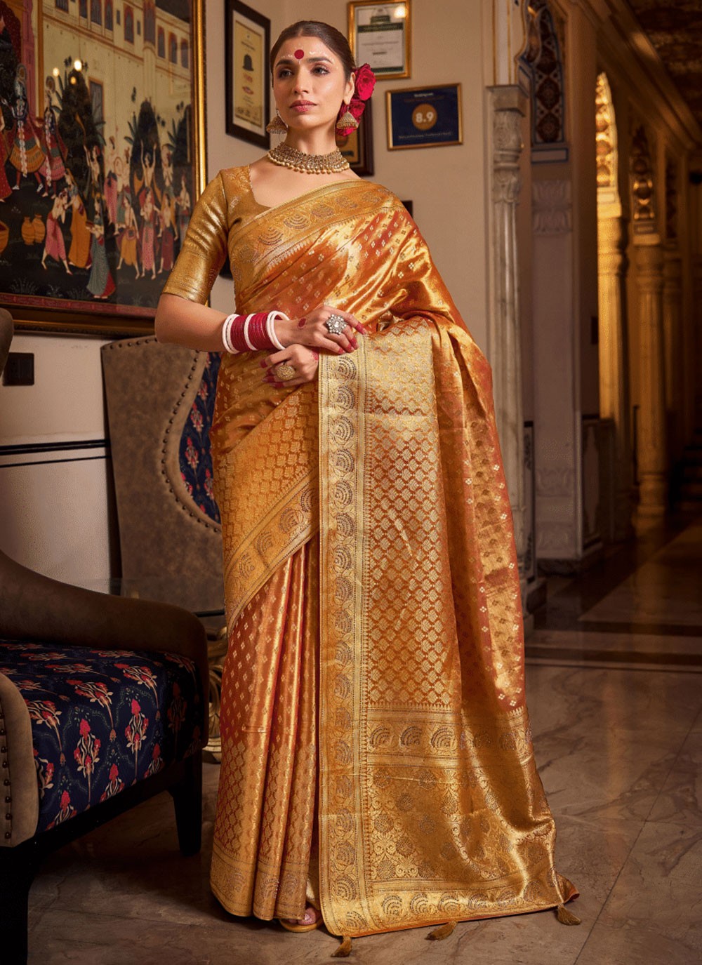 Classic Swarovski Silk, Tissue Saree - S6755
