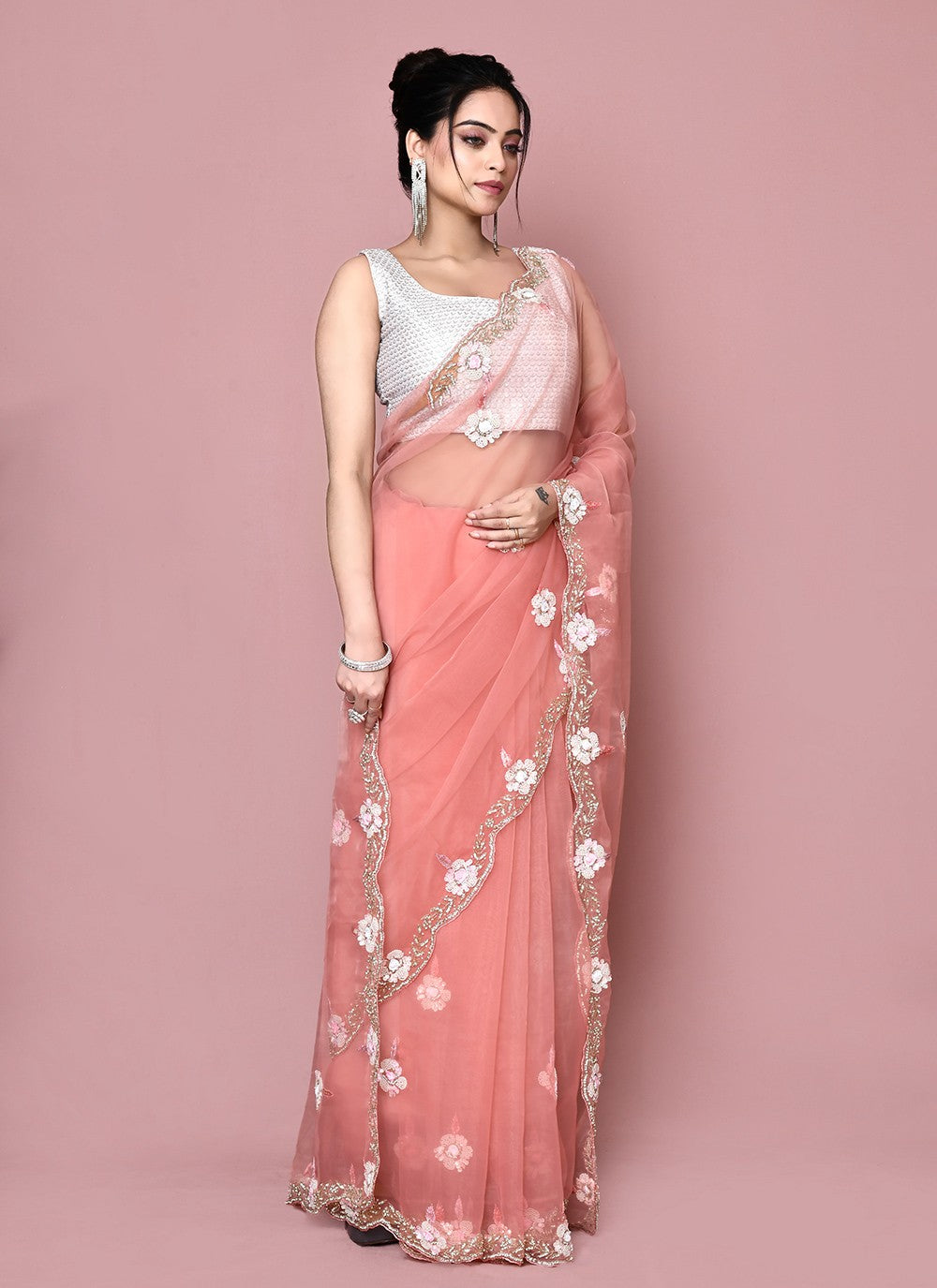 Classic Hand Embroidery Jimmy Chu Saree - S9359