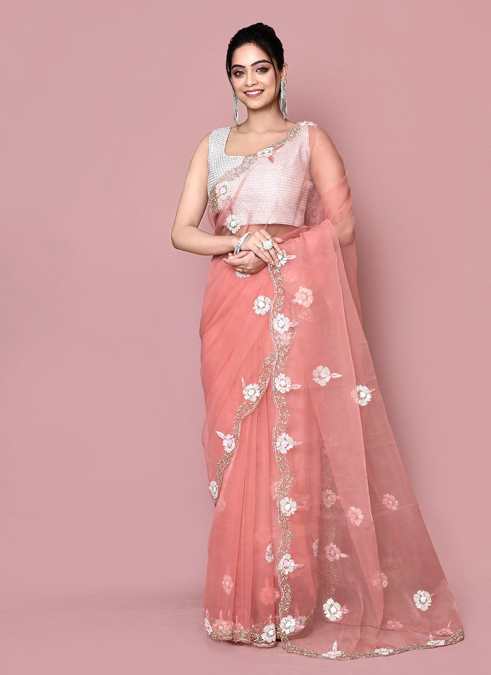 Classic Hand Embroidery Jimmy Chu Saree - S9359