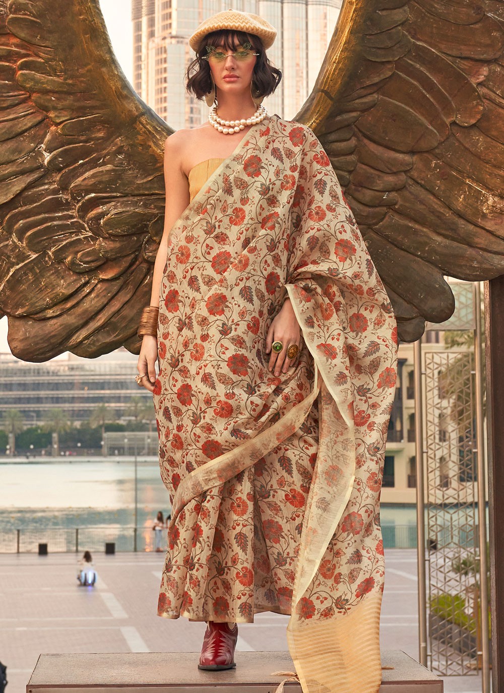 Classic Printed Tissue Saree - S7035